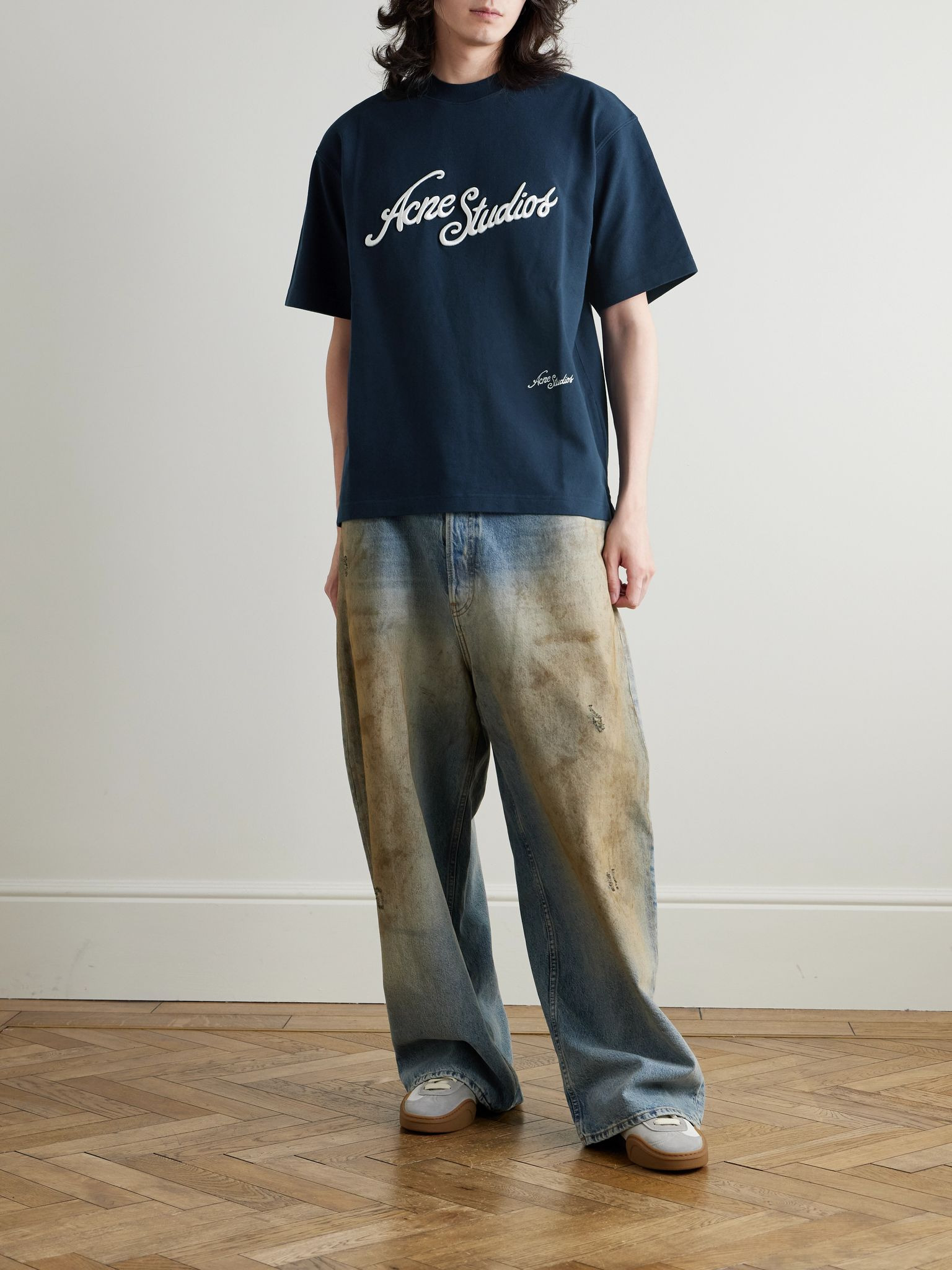 Exford Logo-Embroidered Cotton-Piqué T-Shirt Navy - 2