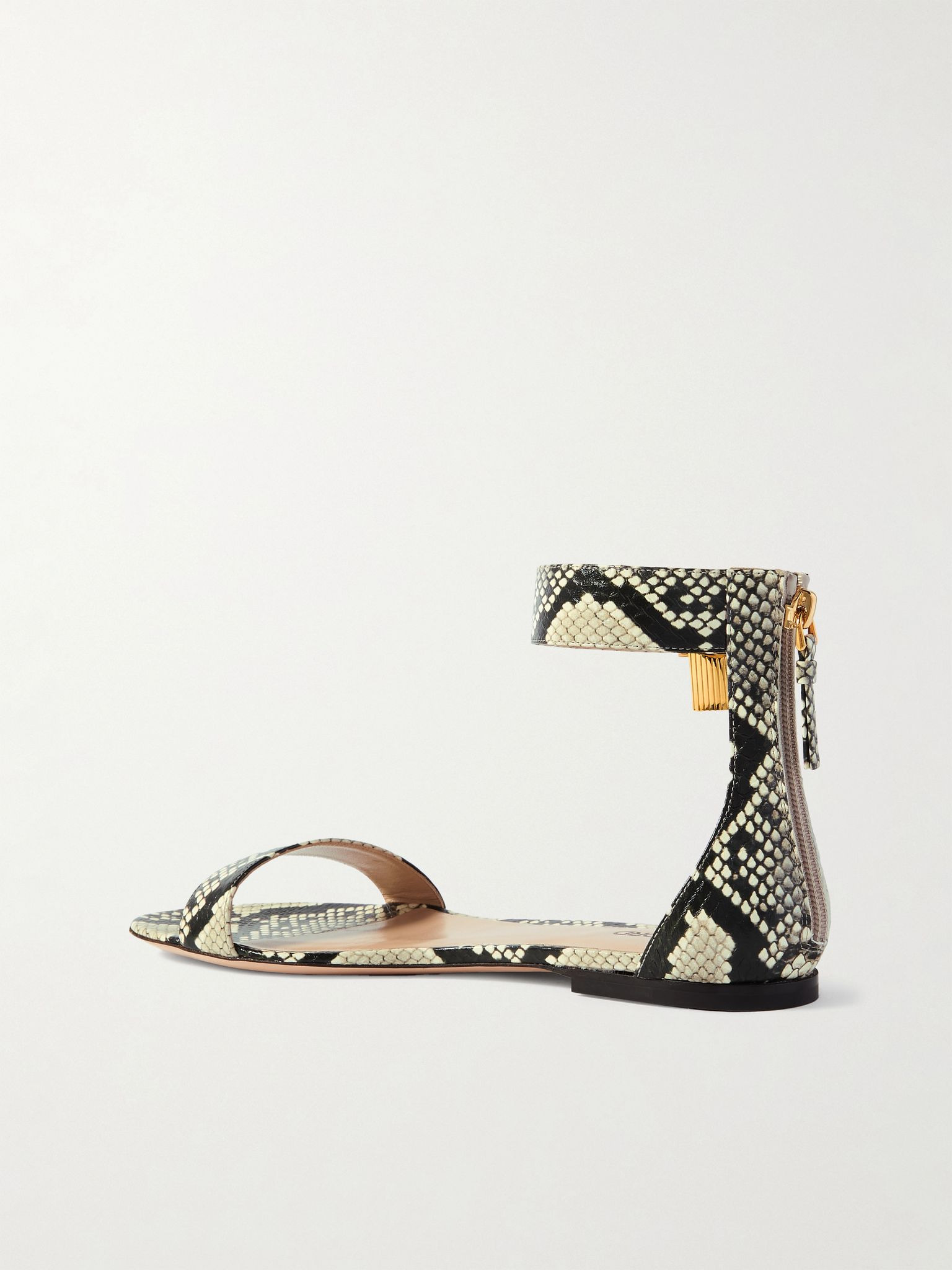 Embellished snake-effect leather sandals Snake print - 3