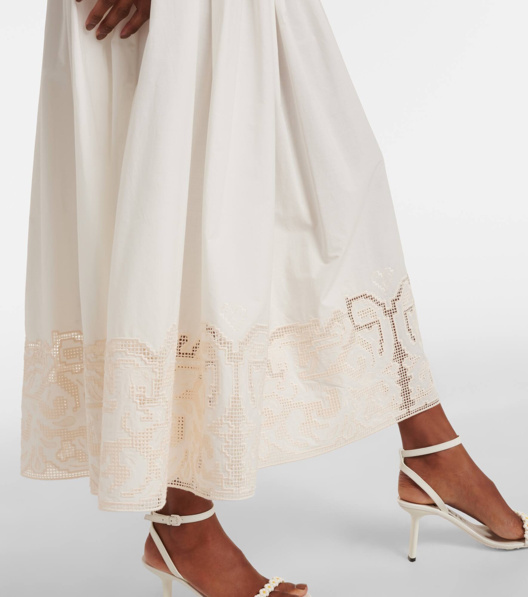 Pegasus embroidered cotton poplin midi dress - 5