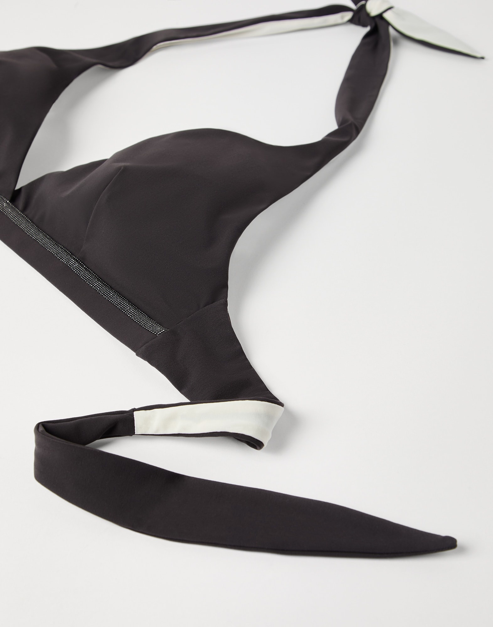 Techno jersey bikini top with precious trim - 3