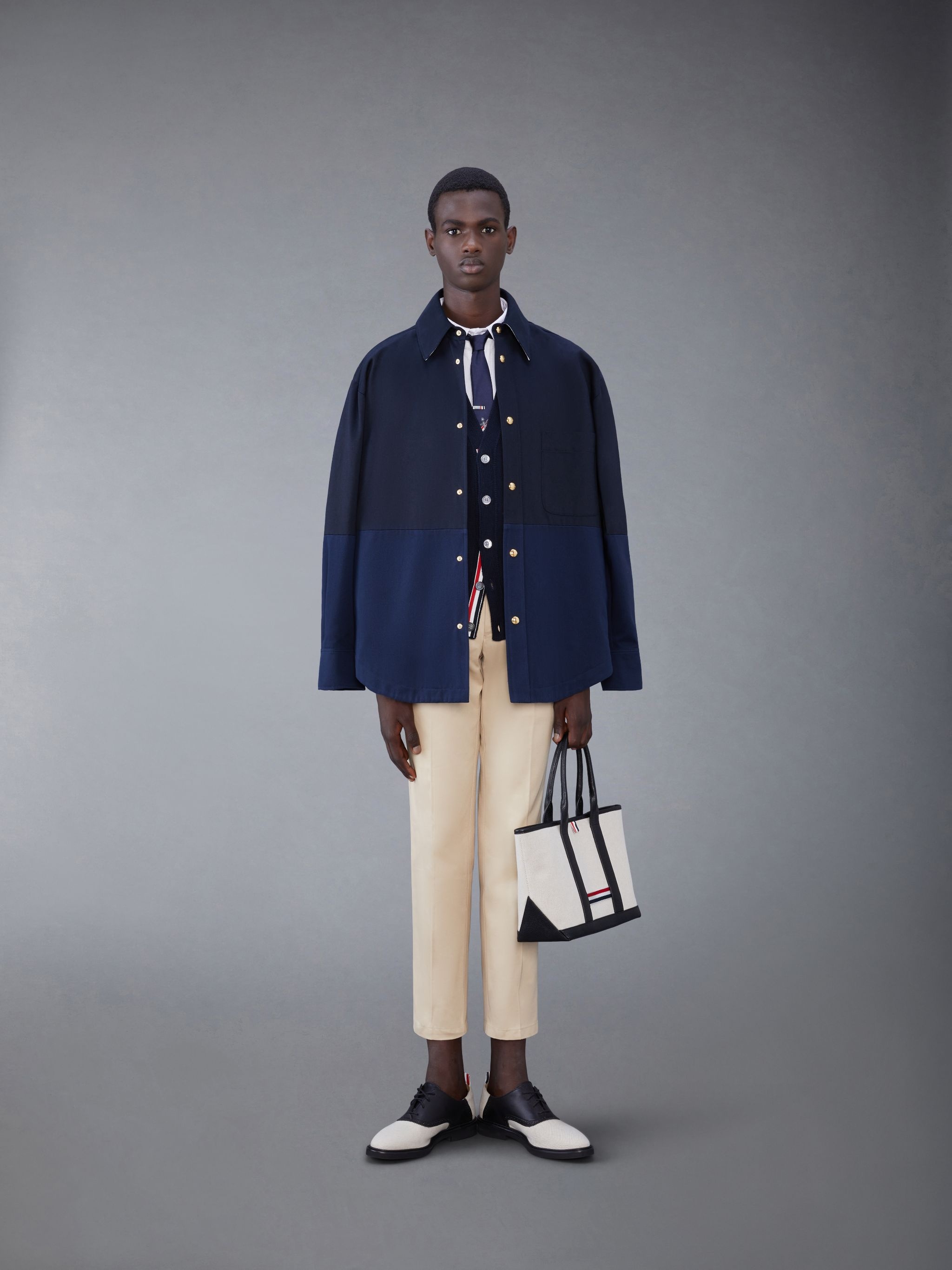 two-tone cotton-gabardine jacket - 3