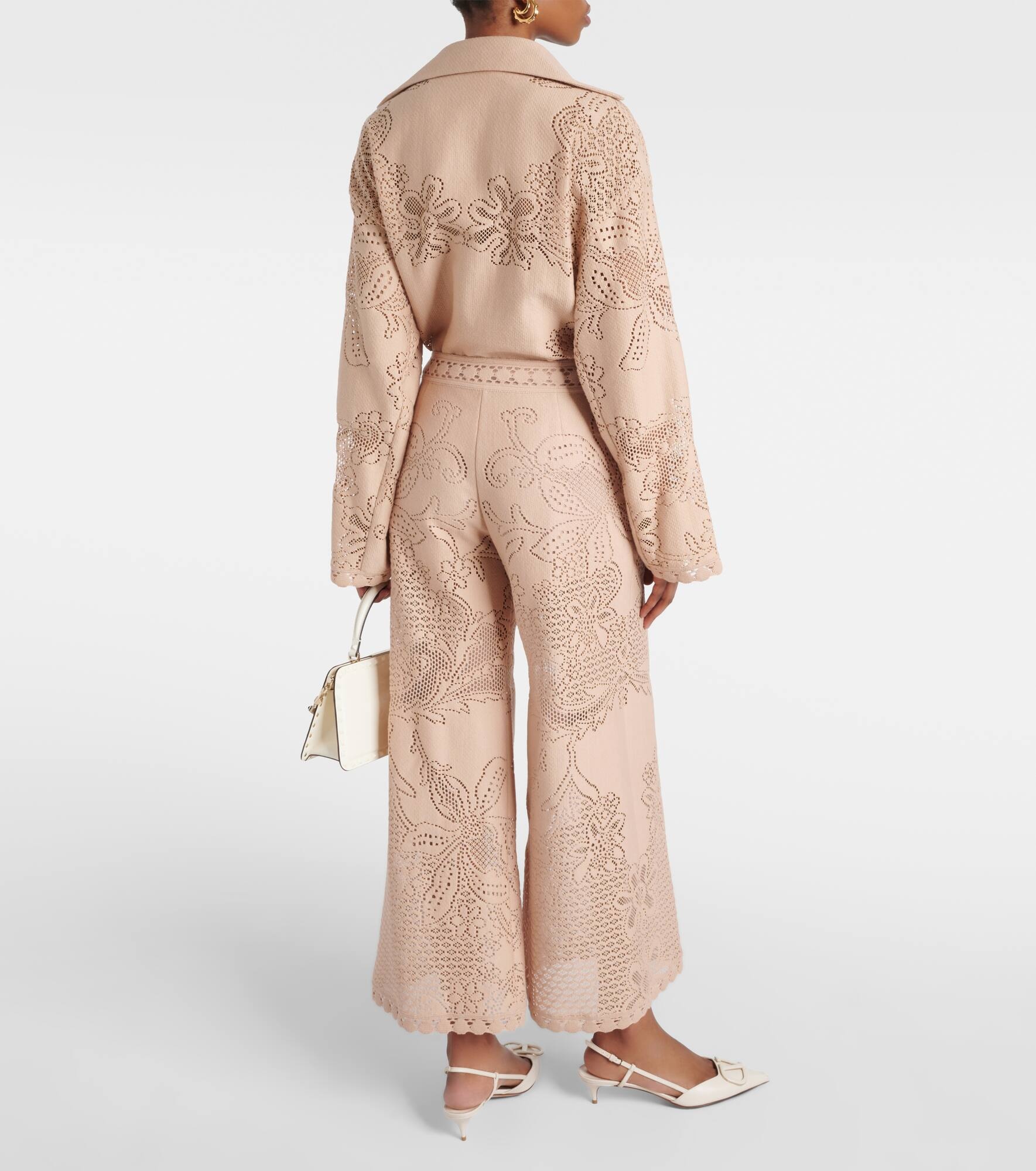 Guipure lace wide-leg pants - 3