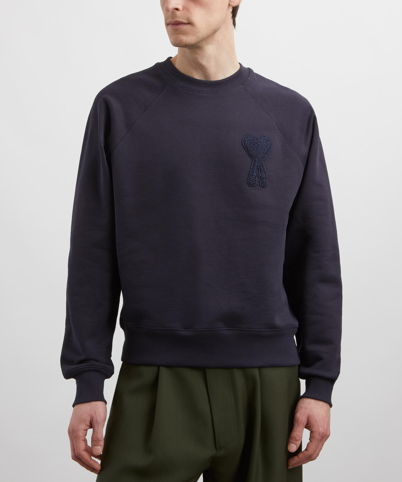 AMI Paris Navy Ami de Coeur Patch Sweatshirt outlook