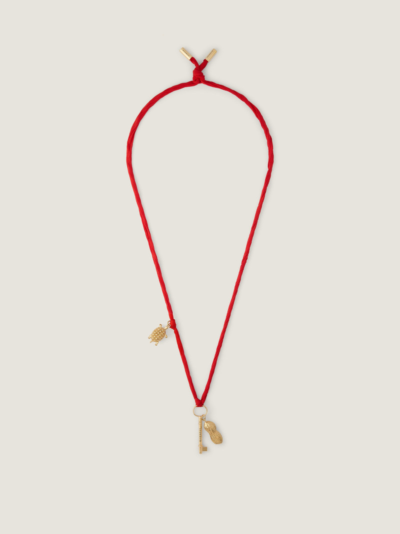 LUCKY CHARMS NECKLACE IN SILK AND METAL 1