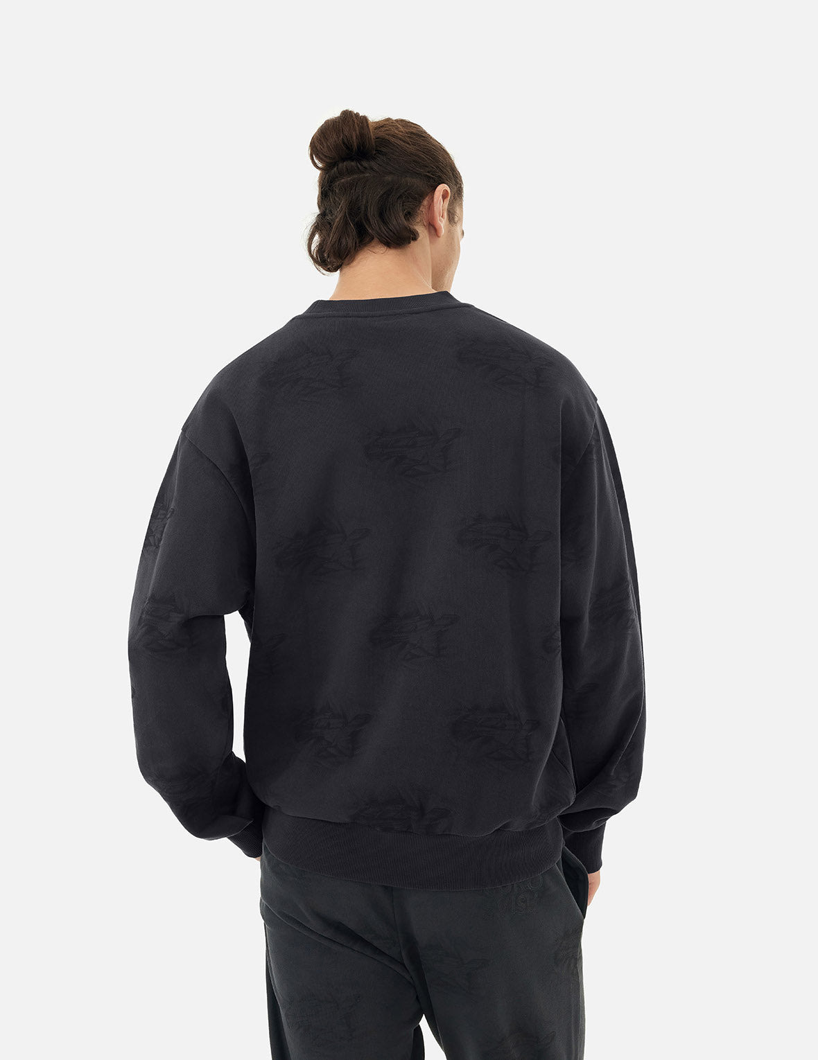Allover Crinkle Logo Print Regular Fit Sweatshirt - 7