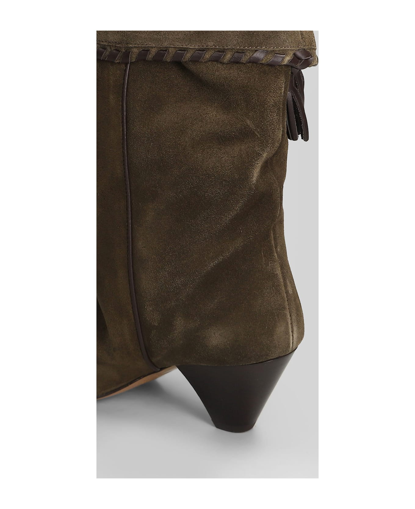 Dalby High Heels Ankle Boots In Khaki Suede - 5