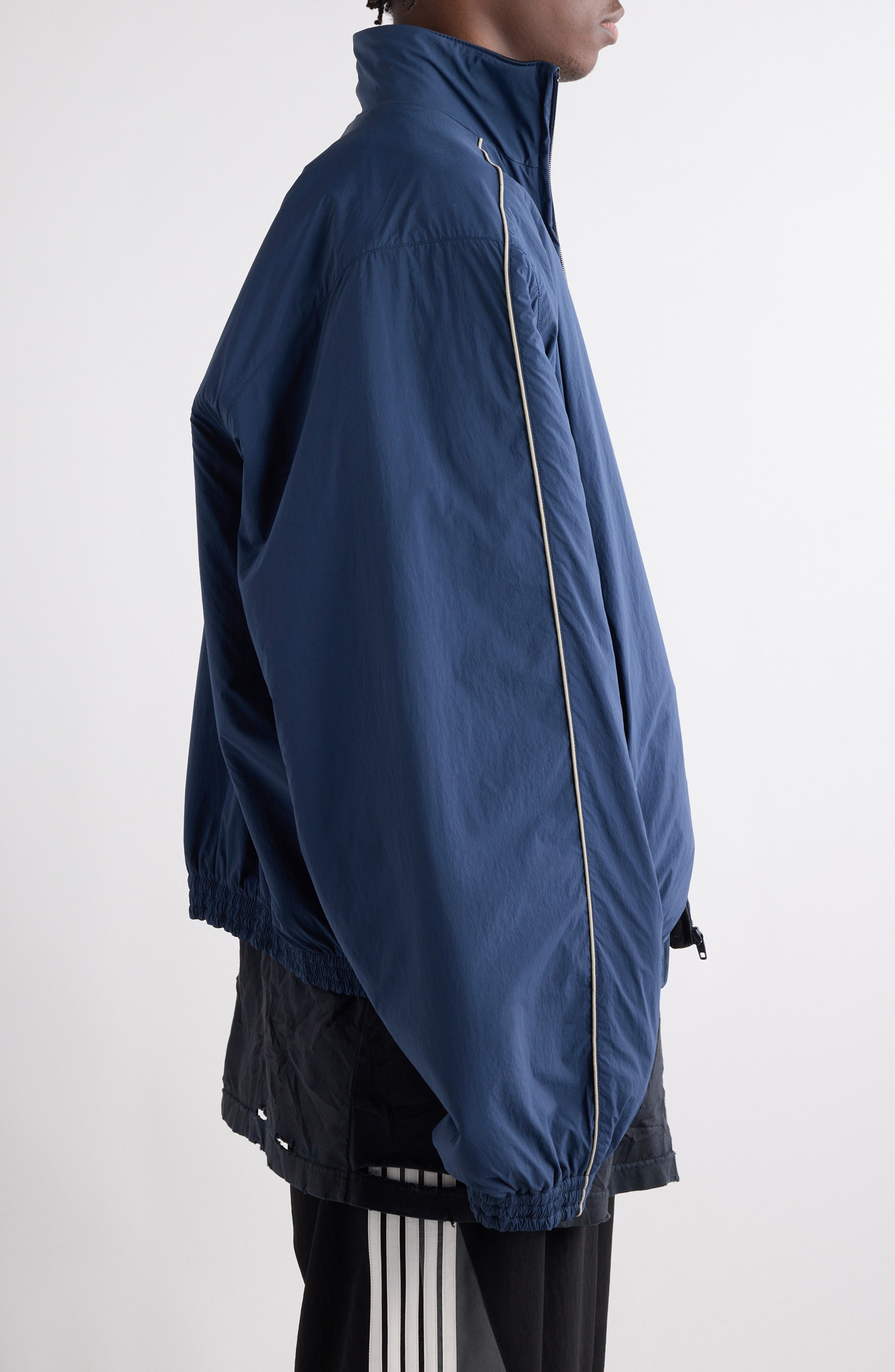 Balenciaga Deconstructed Track Jacket in 8065 Navy at Nordstrom - 4