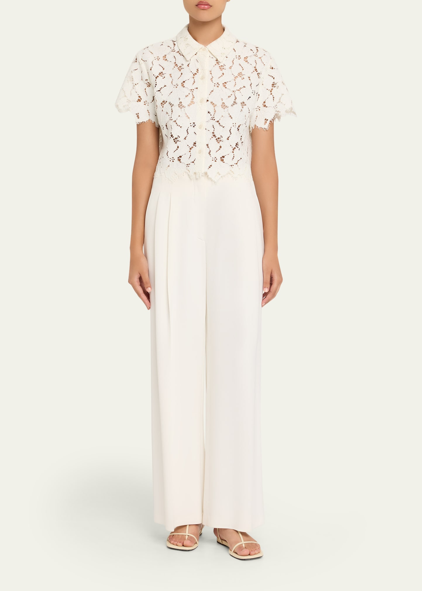 Marjorie Short-Sleeve Lace Camp Shirt - 2