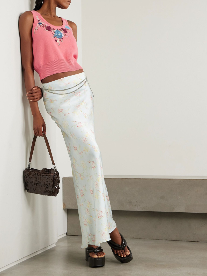 rabanne Floral-print satin maxi skirt Multi outlook