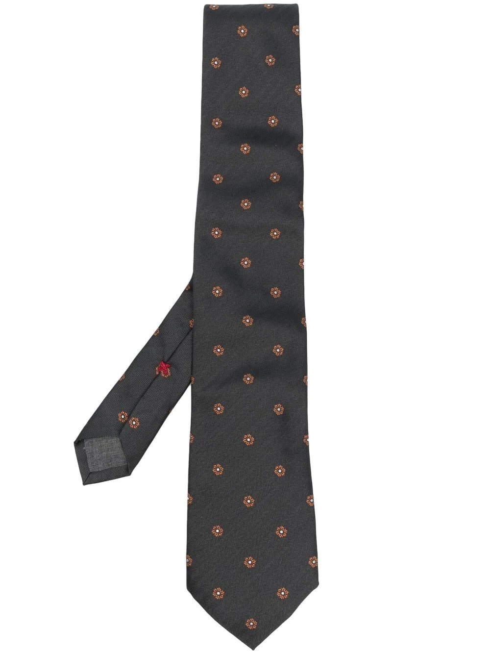 floral-embroidered silk tie - 1