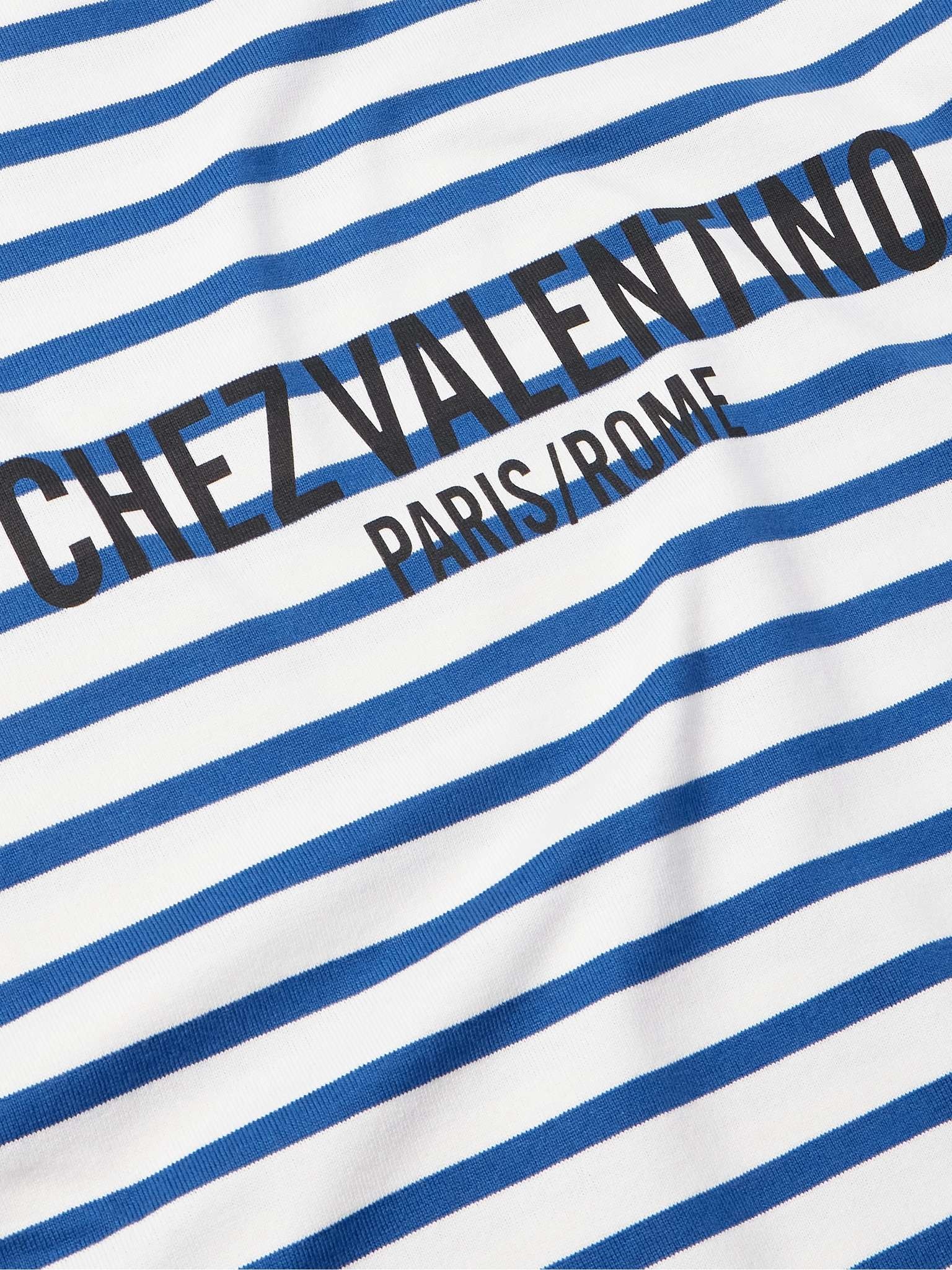 Valentino Logo-Print Striped Cotton-Jersey T-Shirt