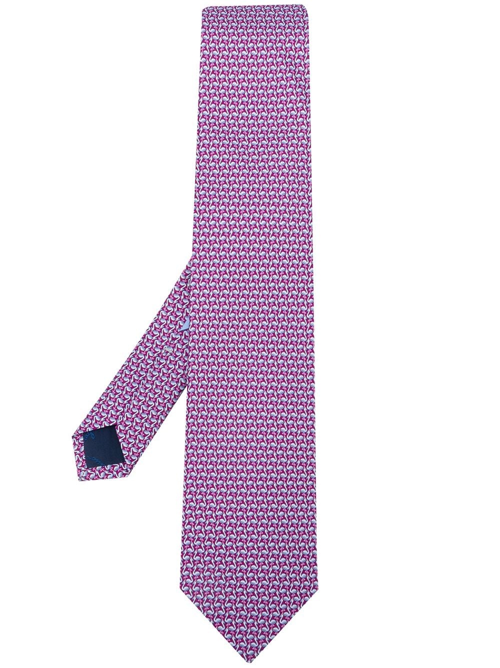 flamingo-print silk tie - 1