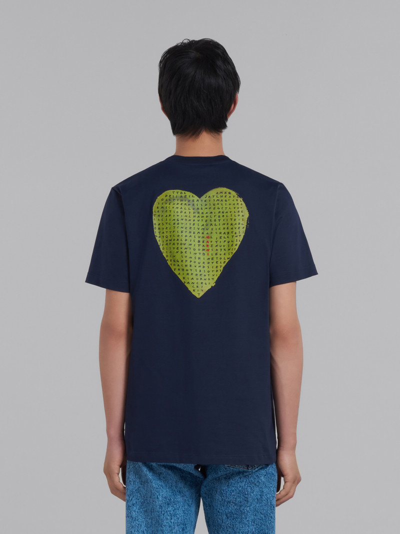 BLUE BIO COTTON T-SHIRT WITH WORDSEARCH PRINT 3