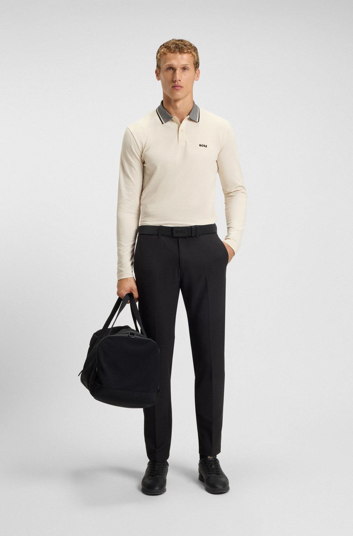COTTON-PIQUÉ POLO SHIRT WITH MOULINÉ COLLAR - 4