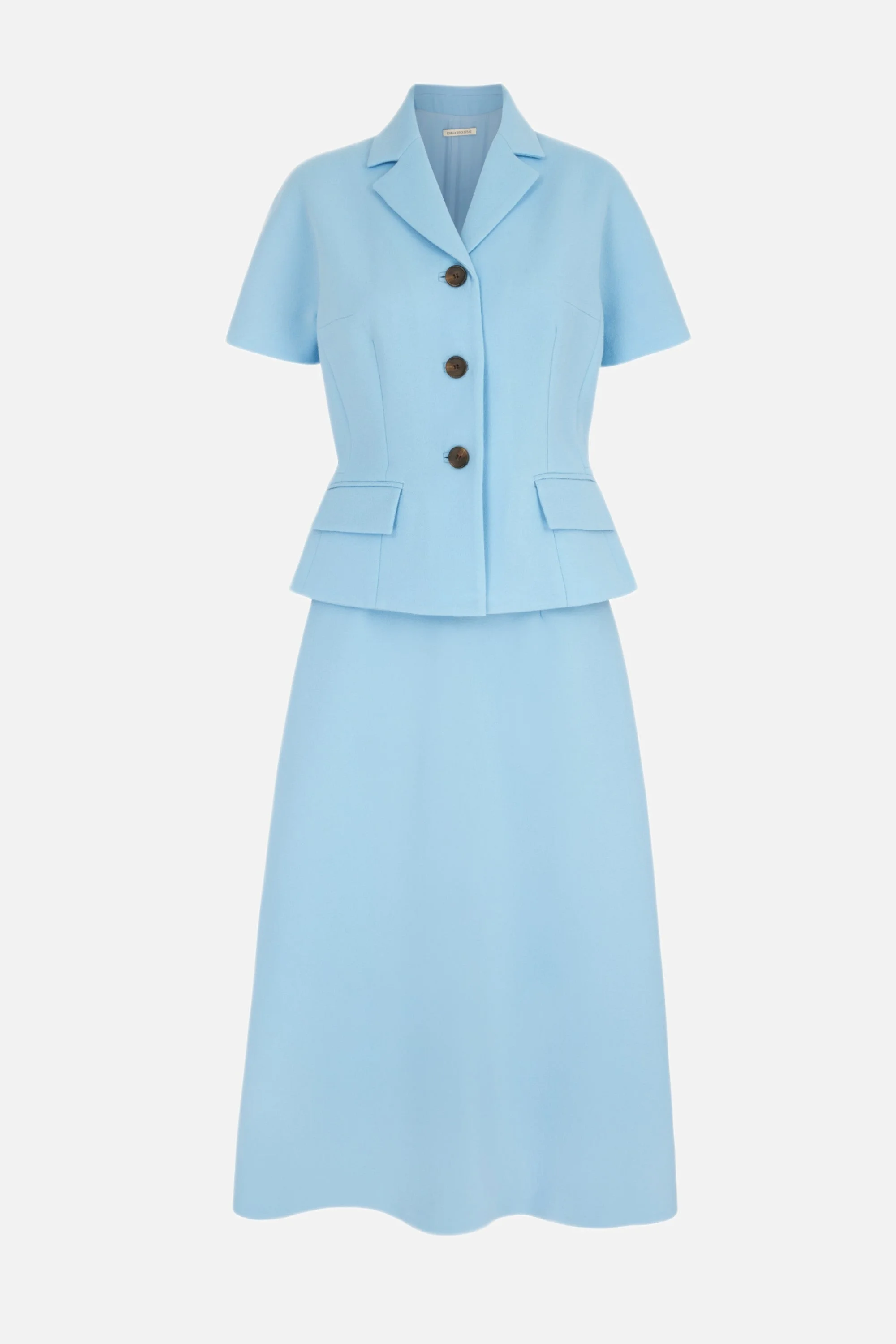 Alexina Dress in Pale Blue Single Wool Crepe - 1