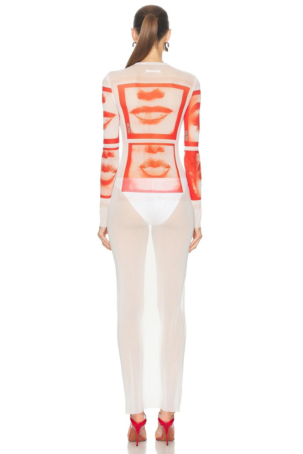 Eyes And Lips Mesh Long Printed Dress - 3