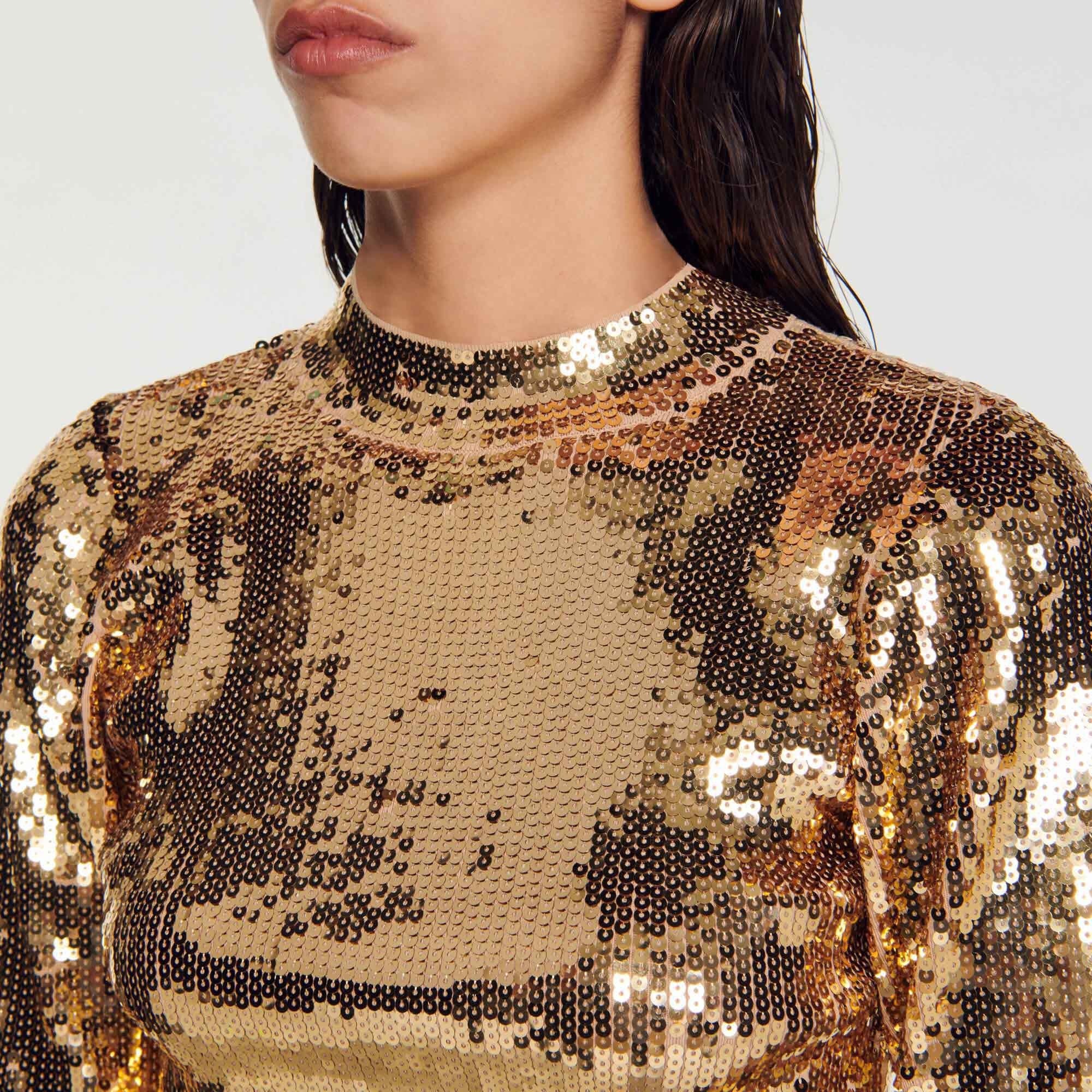 CROPPED KNIT SWEATER WITH SEQUINS - 4