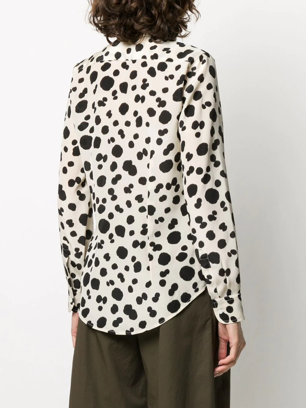 dalmatian spot pussy bow silk blouse - 4