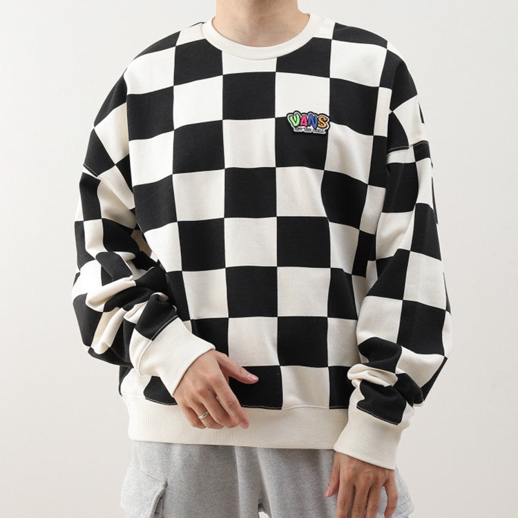 Vans Checkerboard Round Neck Pullover Sweatshirt 'Black White' VN0A5H98J0Z - 3