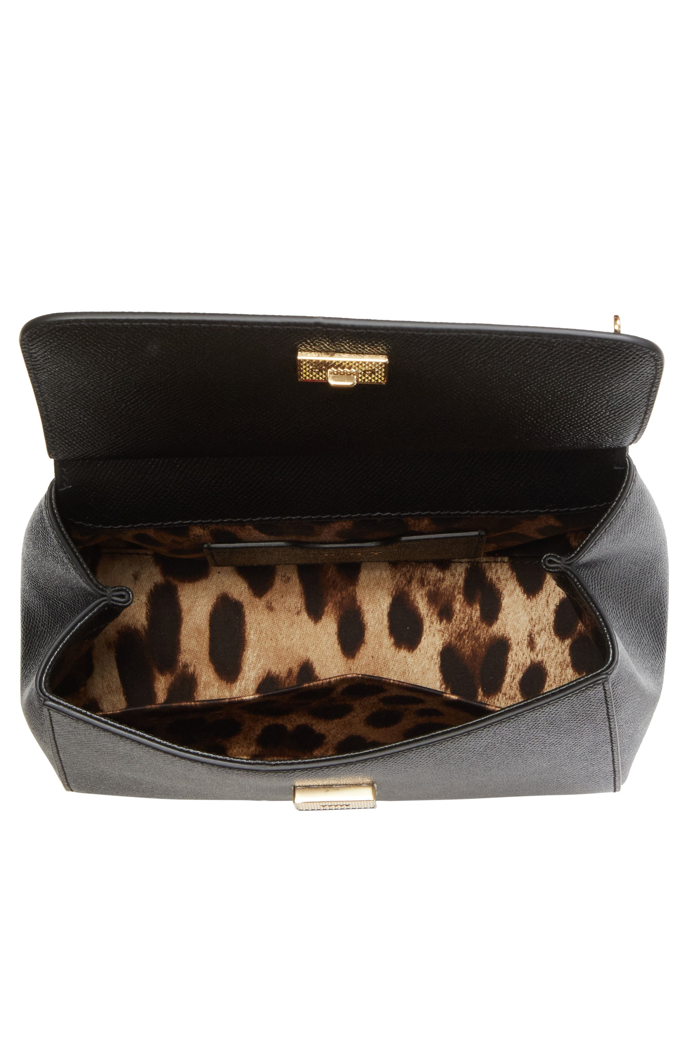 Dolce&Gabbana Medium Sicily Leather Top Handle Bag in 80999 Black at Nordstrom - 5