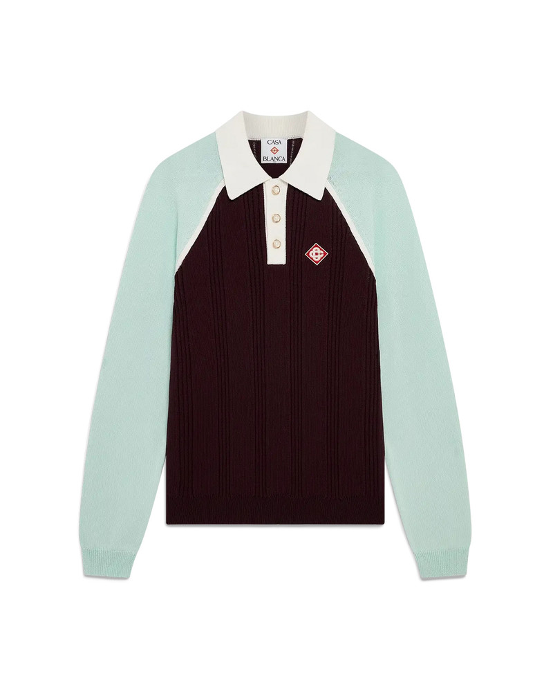 Cotton Knit Long Sleeve Polo | Casablanca Paris - 1