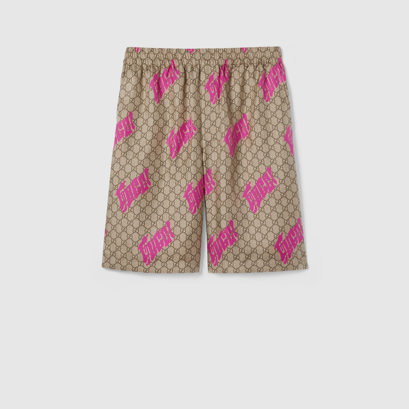 Printed silk twill shorts 1