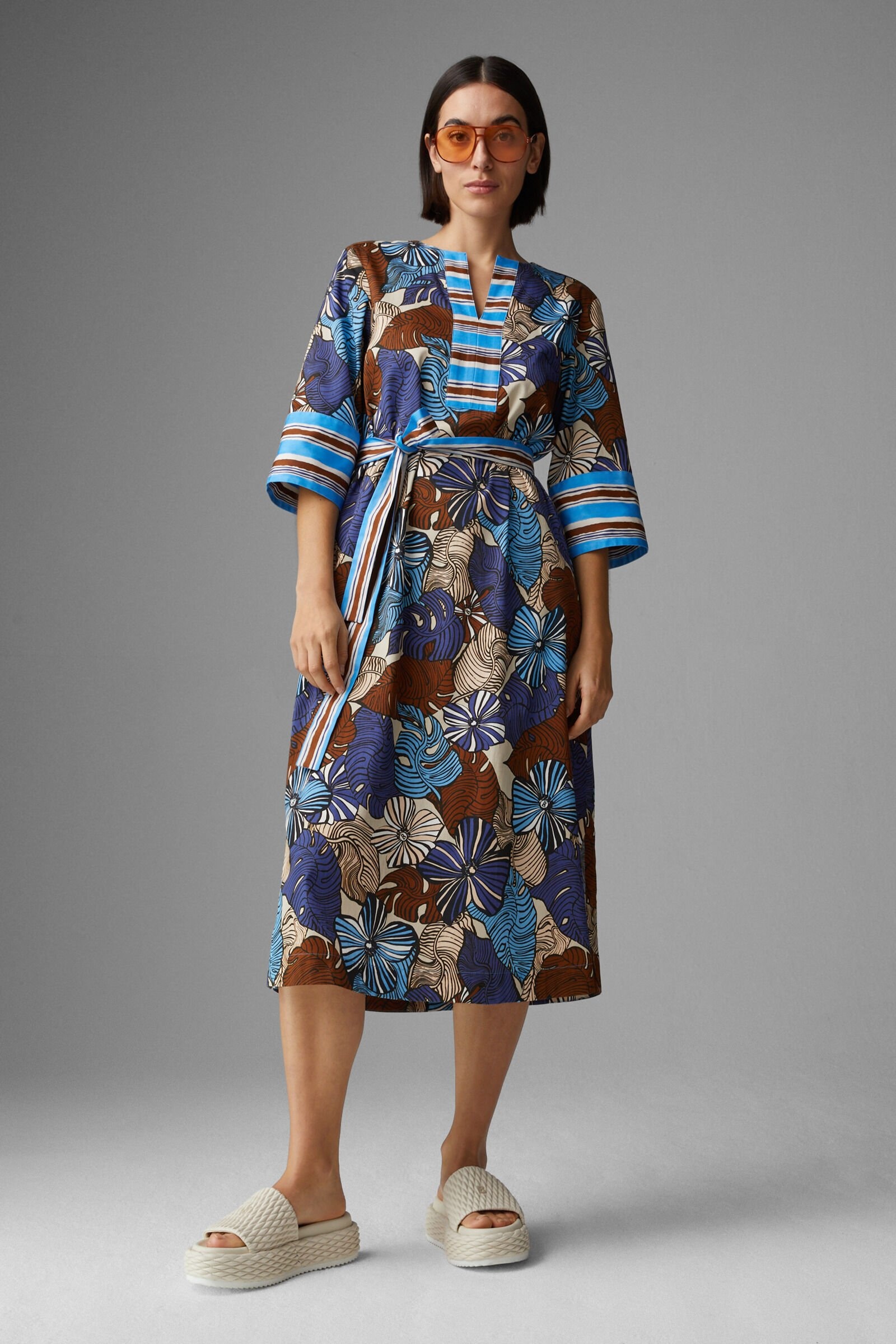 Debbie Dress in Dark blue/Light blue/Brown - 2