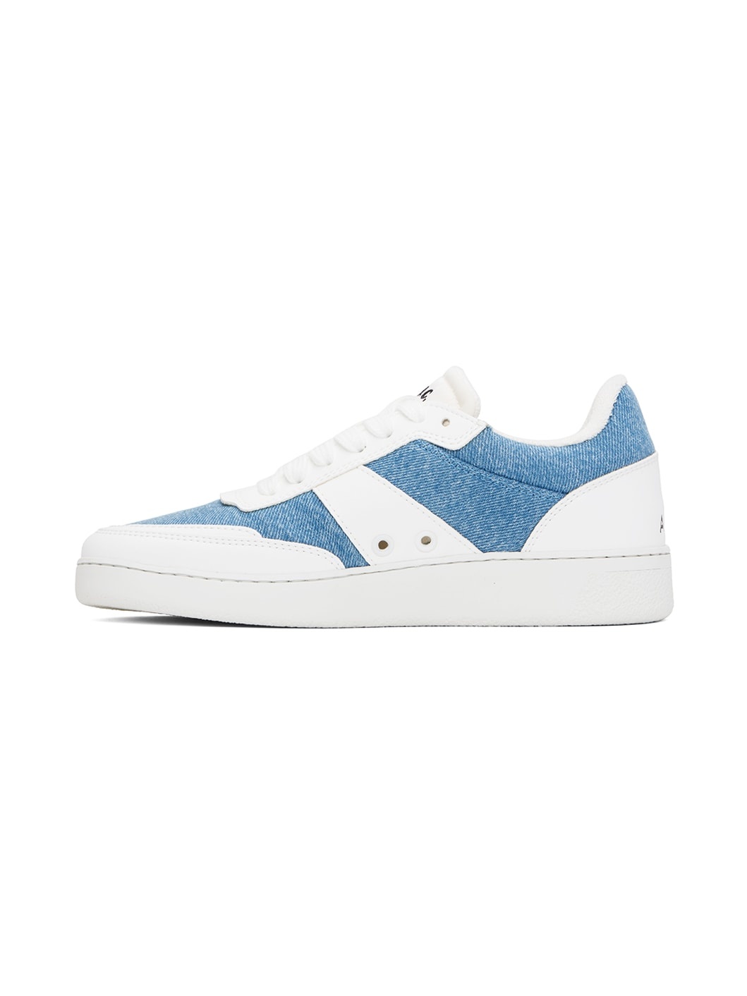 White & Blue Plain Sneakers - 3