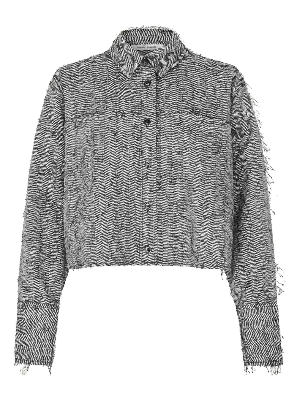 Sasofila herringbone frayed shirt - 1