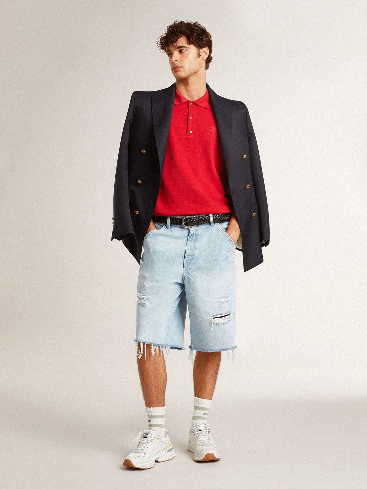 Men's denim Bermuda shorts with lived-in effect - 3