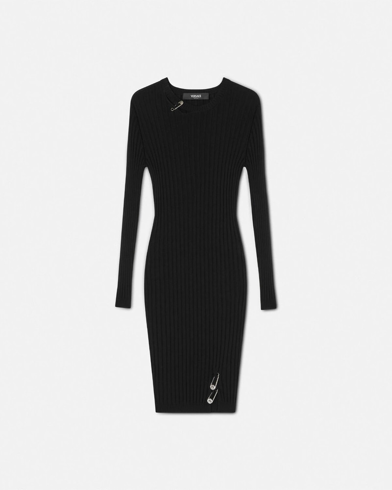 Safety Pin Ribbed-Knit Mini Dress - 1