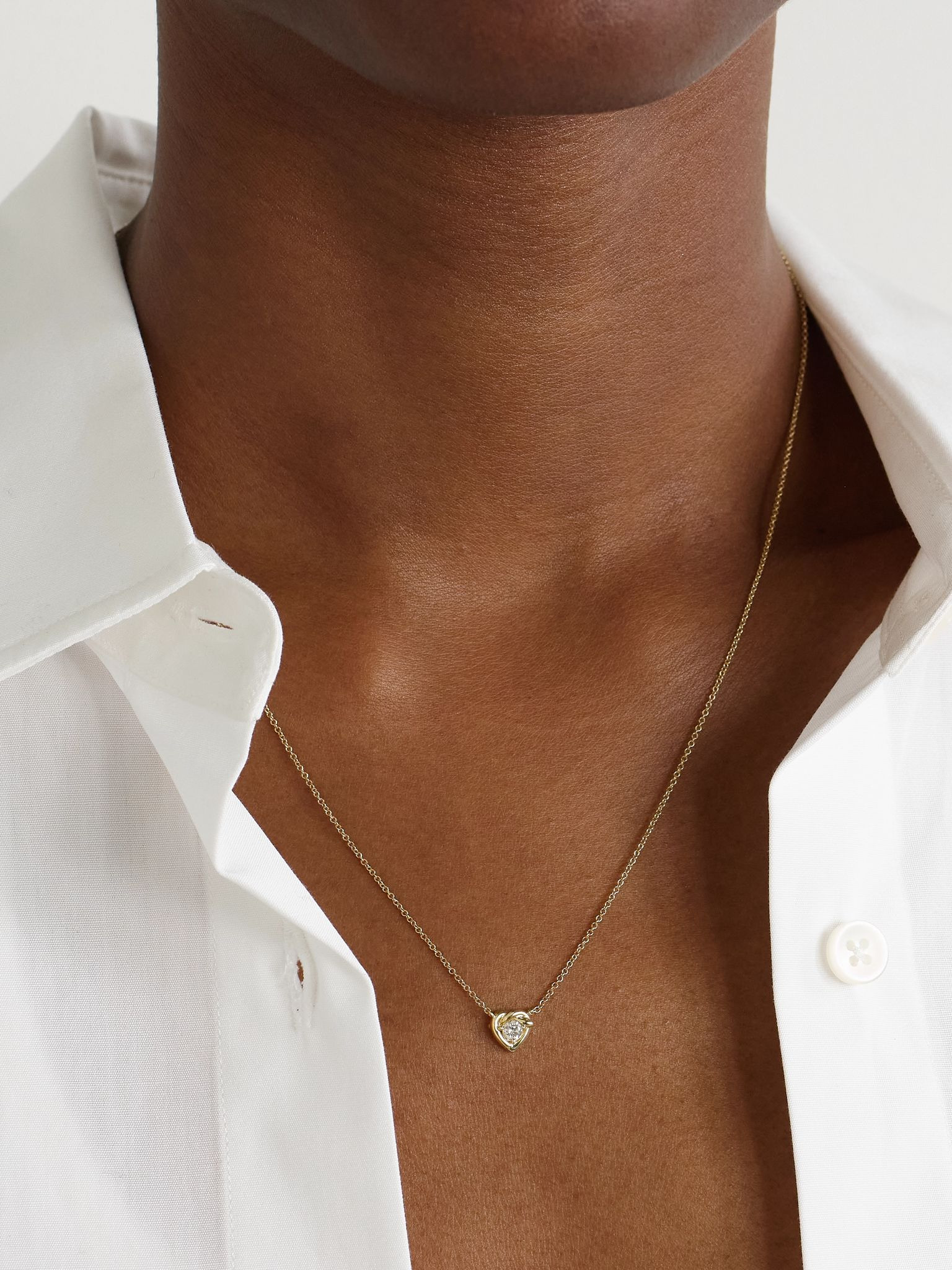 Tie The Knot 10-karat gold diamond necklace Gold - 2
