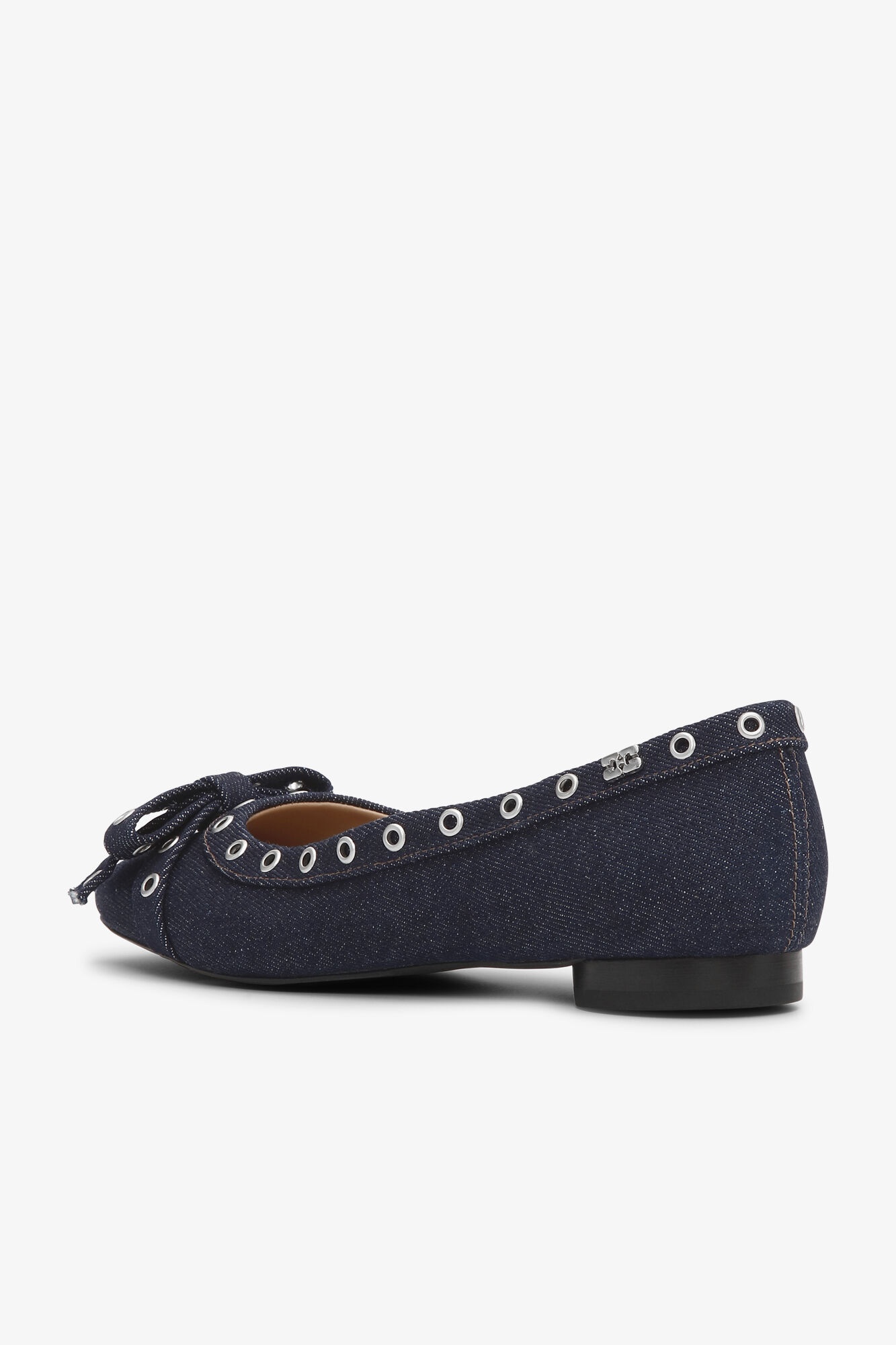 DENIM EYELET BOW BALLERINAS - 3