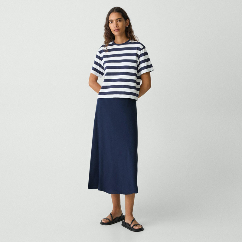 Theory Boxy Crewneck Tee in Striped Cotton outlook