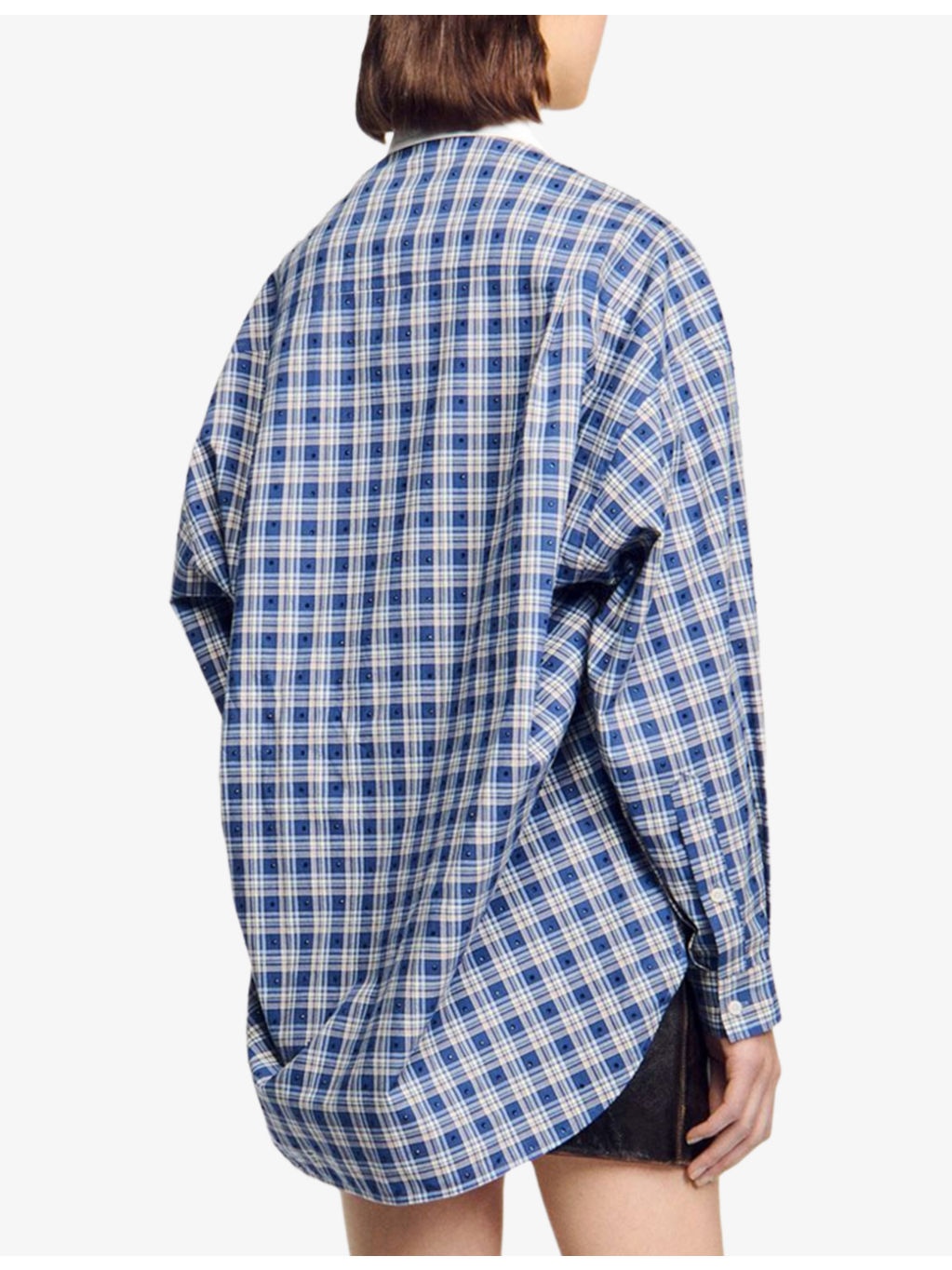 Checked Rhinestone-Embellished Cotton Shirt - 4