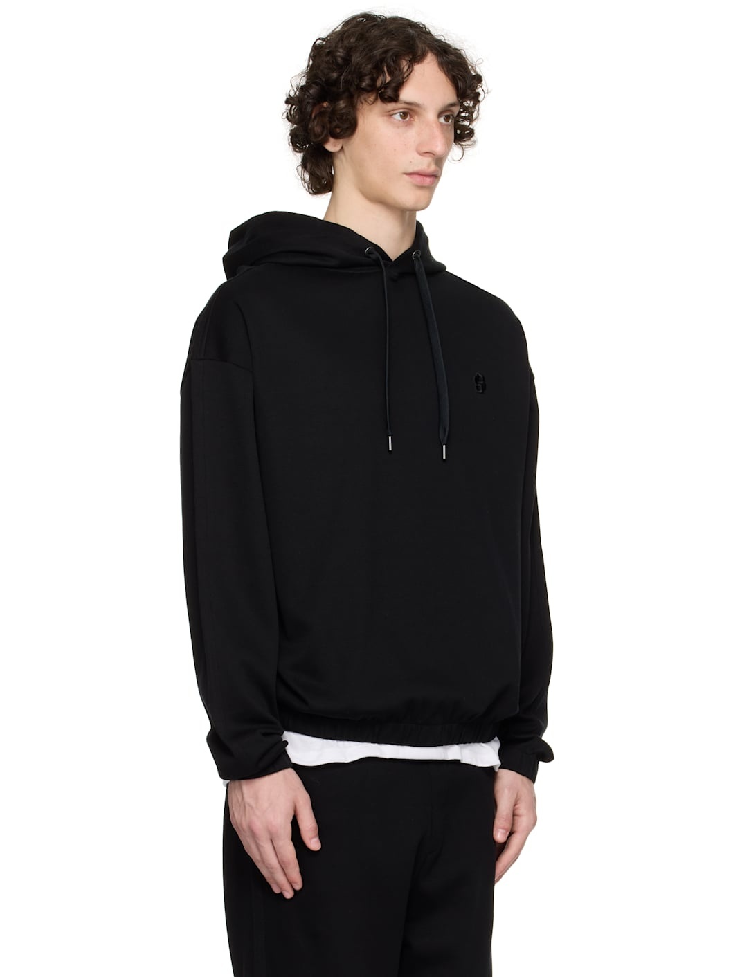 Black Relaxed-Fit Mercerized Cotton Hoodie - 2