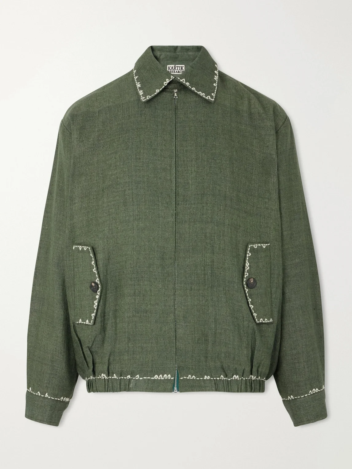 Embroidered Wool and Linen-Blend Canvas Blouson Jacket - 1