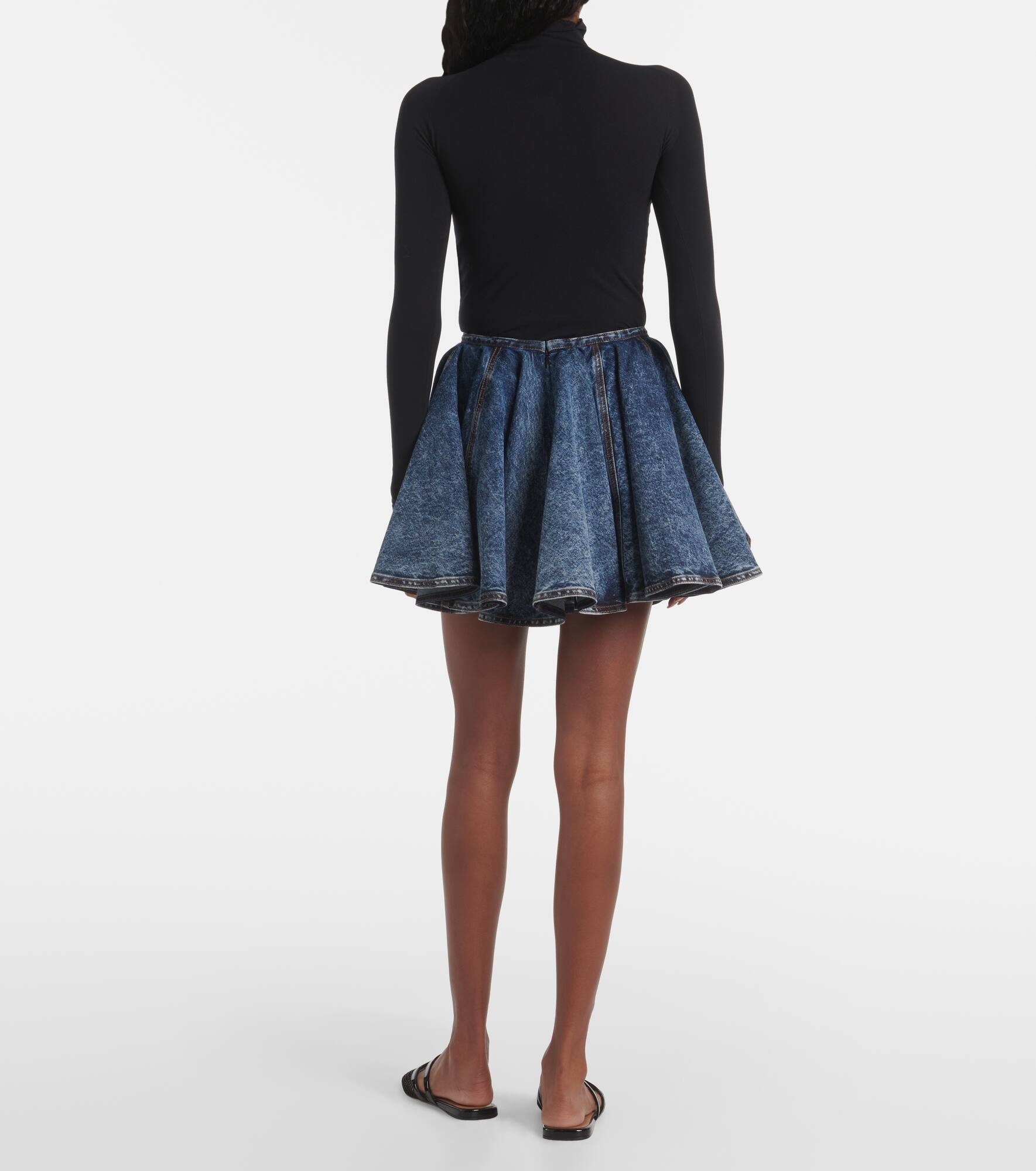 Pleated denim miniskirt - 3