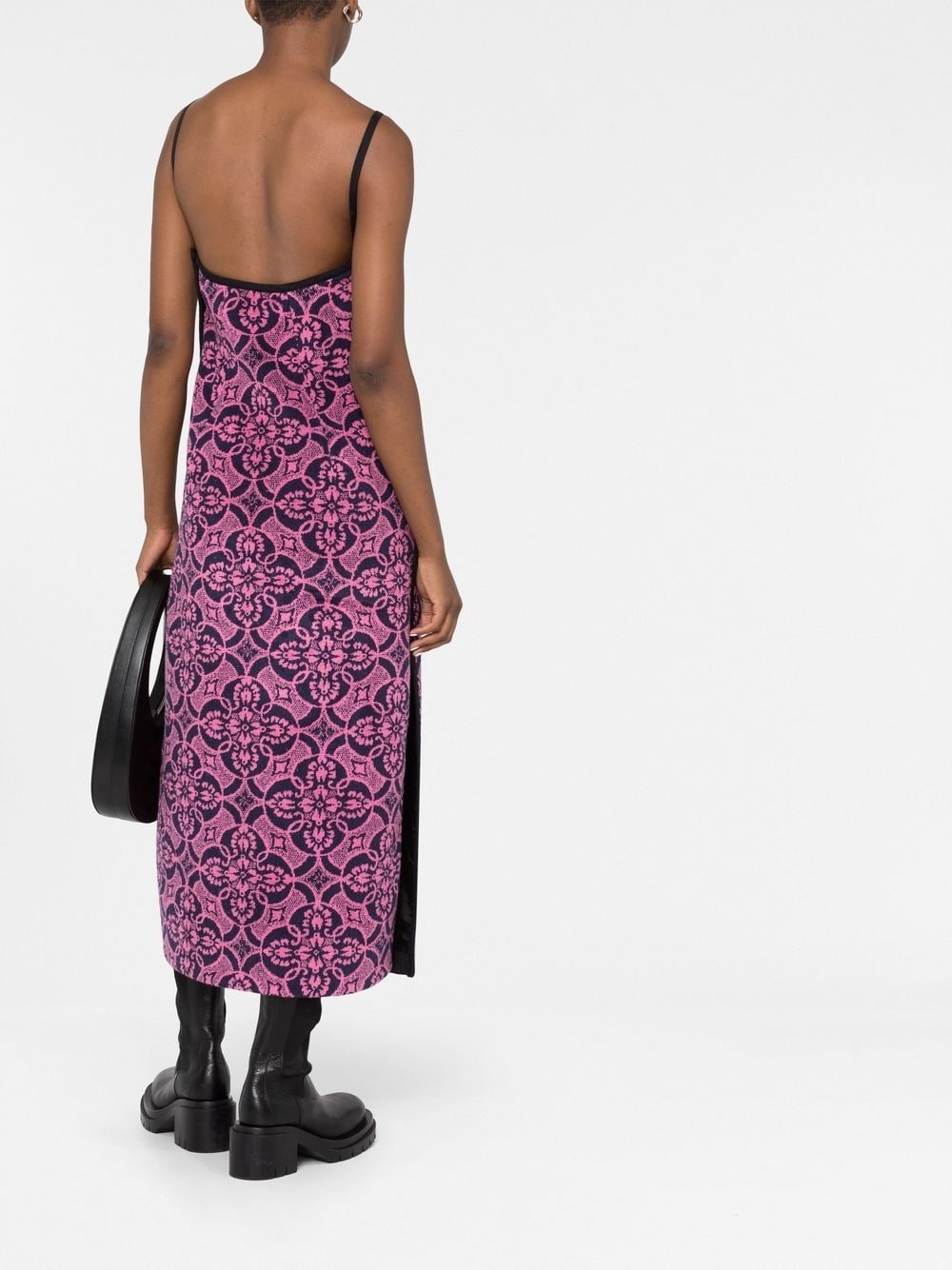 jacquard midi slip dress - 4