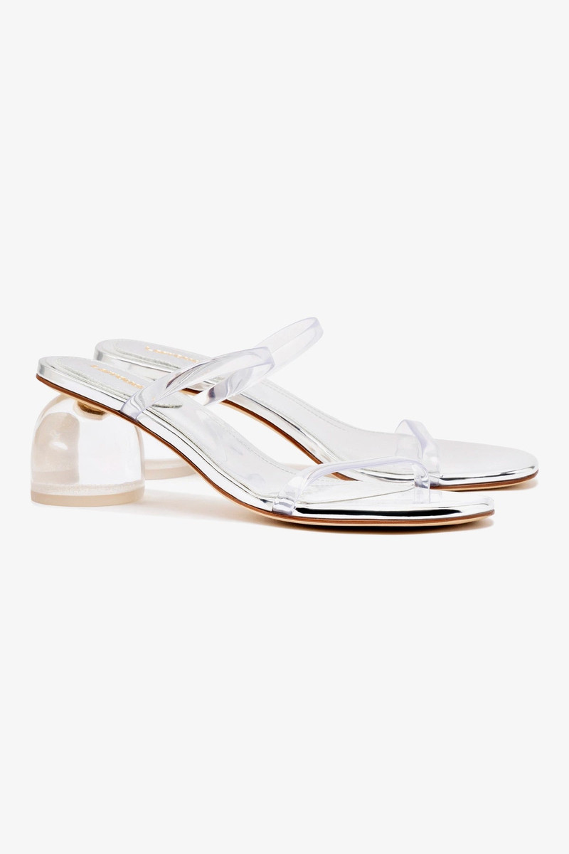 Larroudé Dew Drop Mule In Silver Specchio and Vinyl outlook