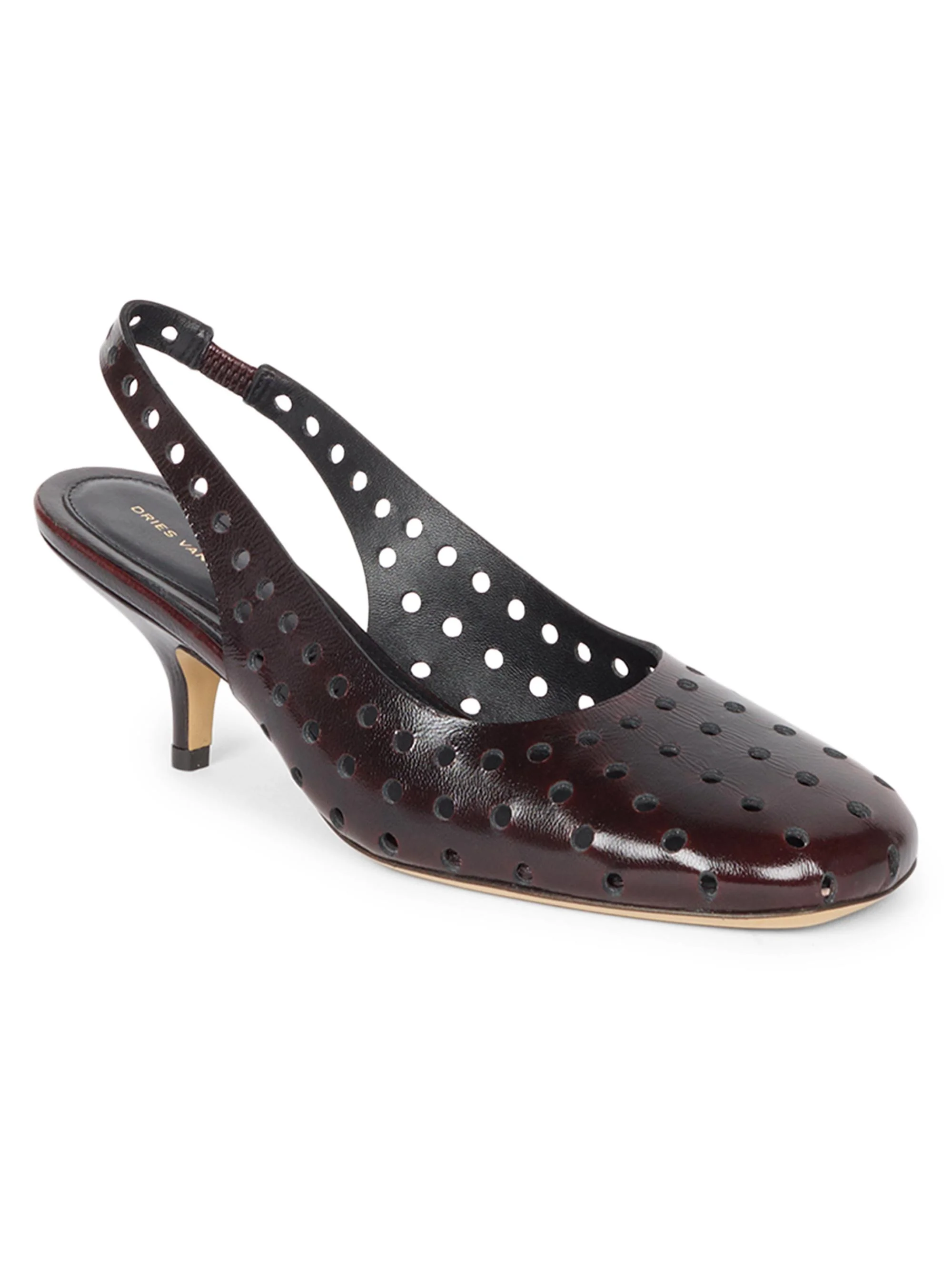 Women's 65MM Eyelet Leather Slingback Pumps - Ruby - 1