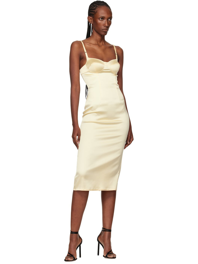 MUGLER Yellow Lingerie Midi Dress outlook