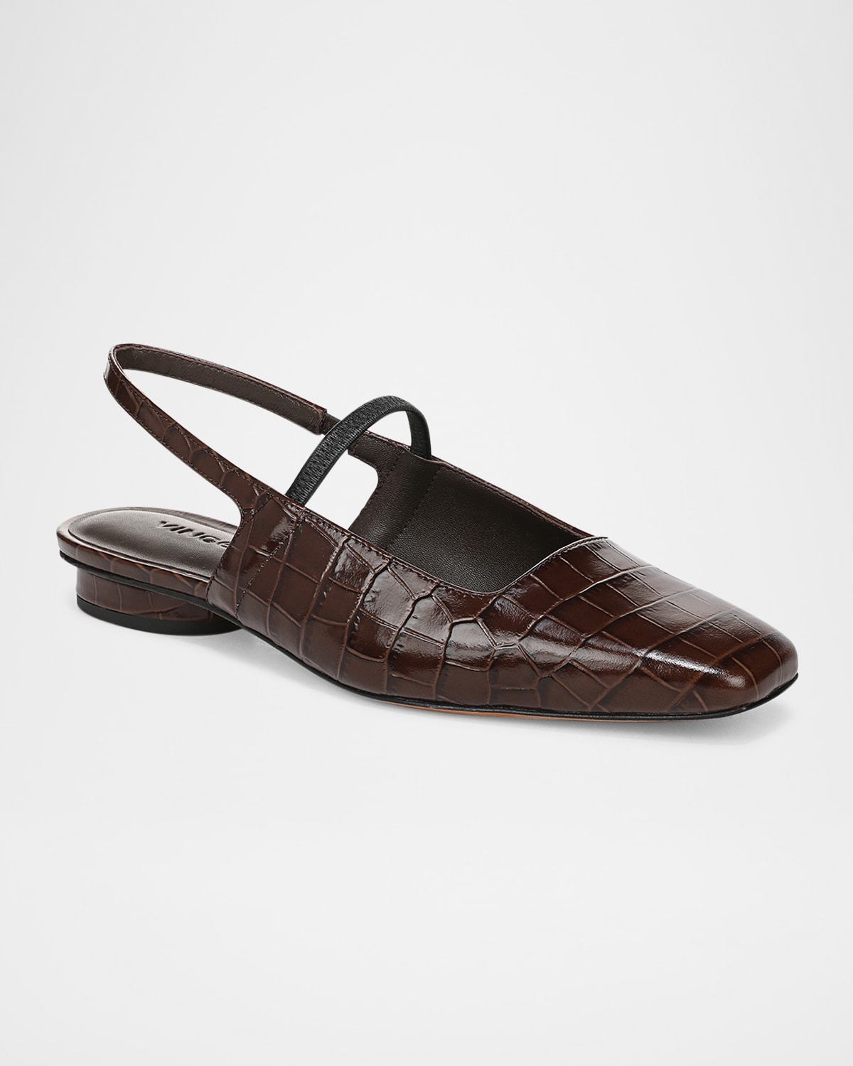 Venice Croc-Embossed Leather Slingback Flats - 2