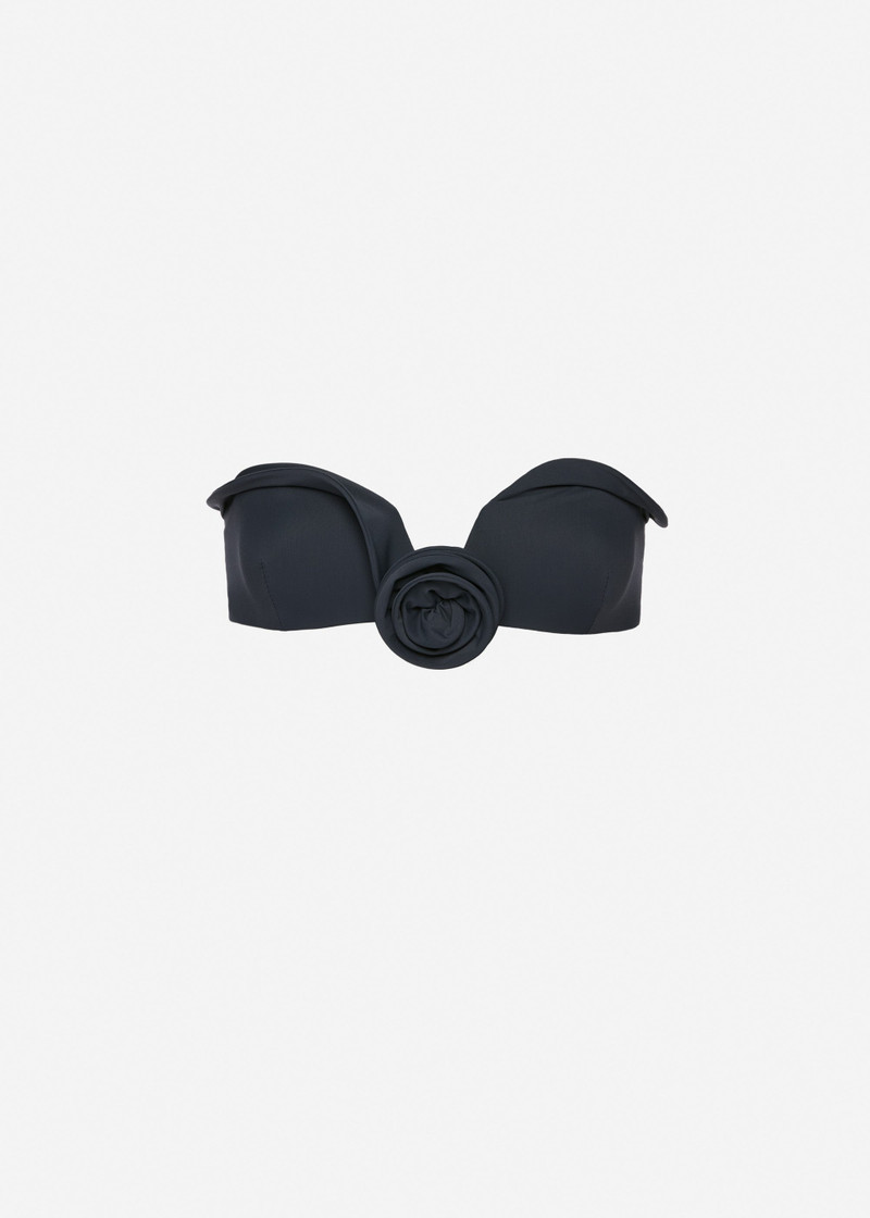 Sculptural bandeau swim top in grey 1