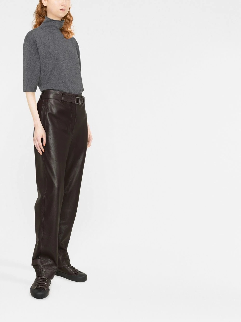 short-sleeved roll-neck knitted top - 3
