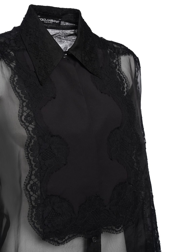 Silk blend organza & lace shirt - 4