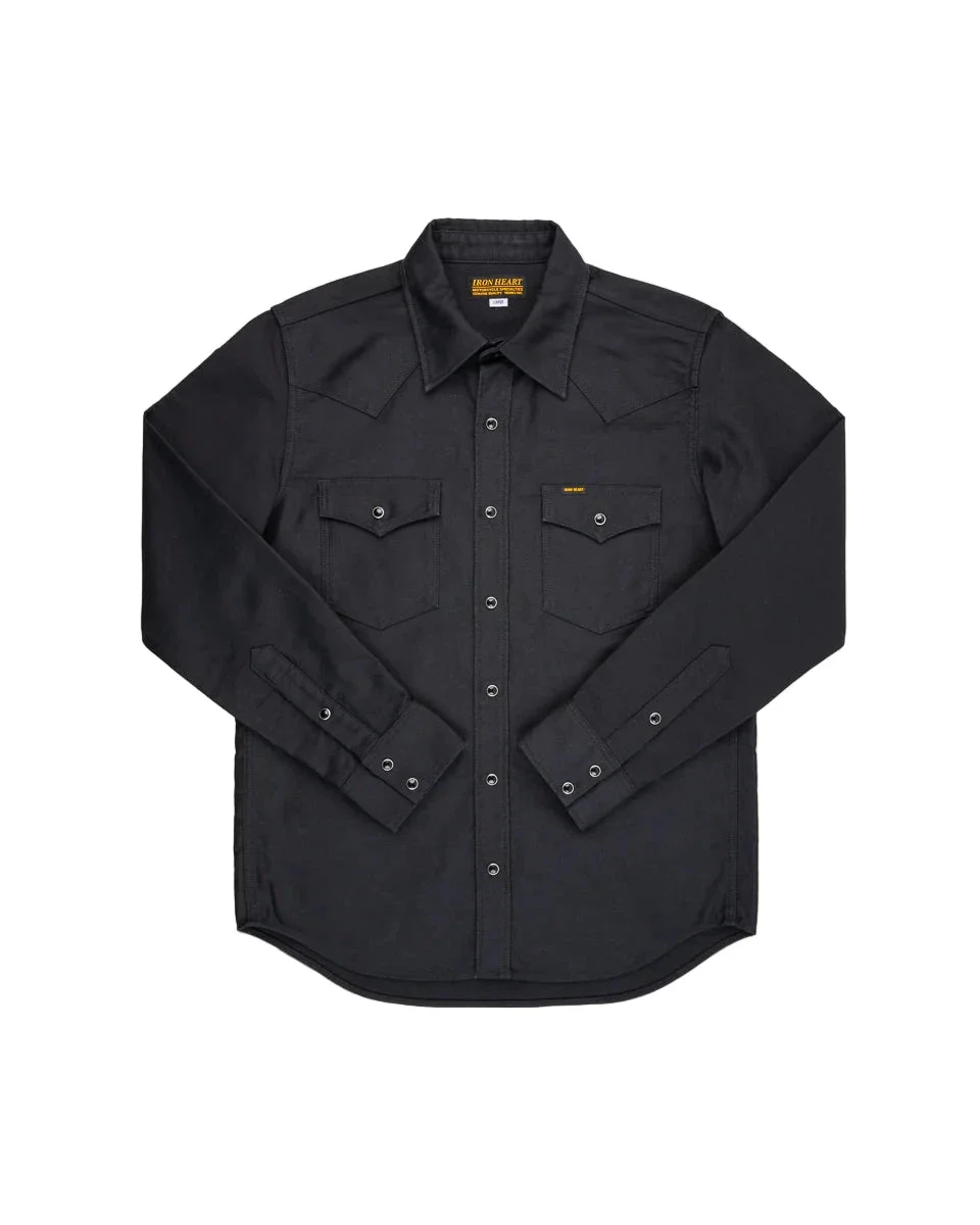 IHSH-426-BLK 12oz Military Moleskin Western Shirt - Black - 1