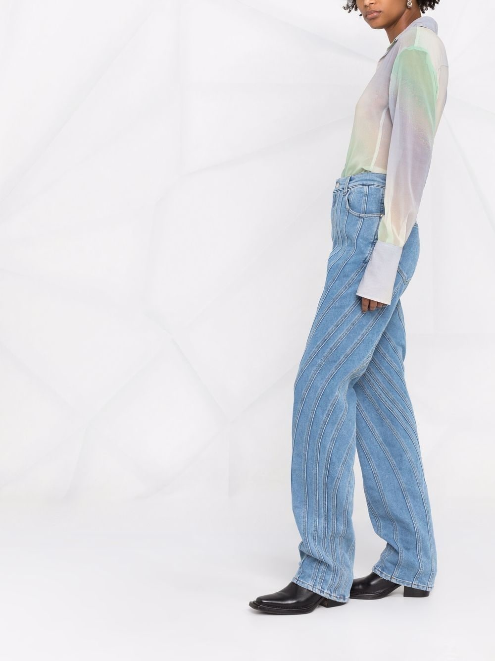 gradient mesh button-up shirt - 6