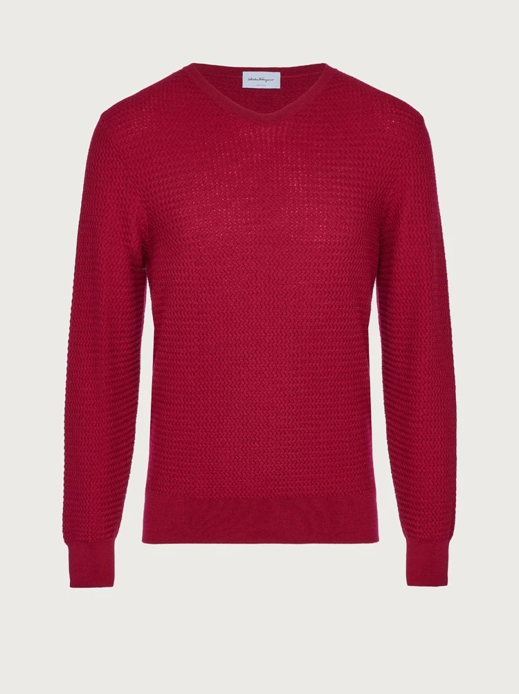 KNITTED V-NECK SWEATER - 1