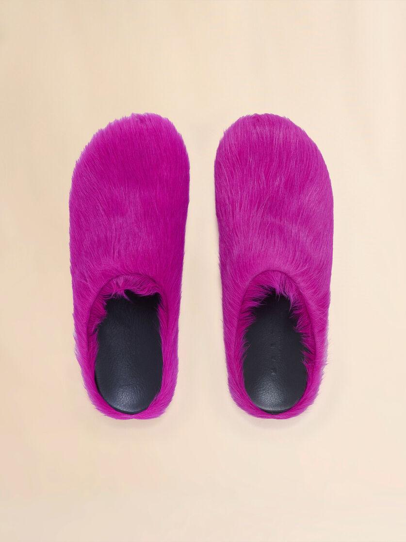 FUCHSIA LONG-HAIR CALFSKIN FUSSBETT SABOT - 4